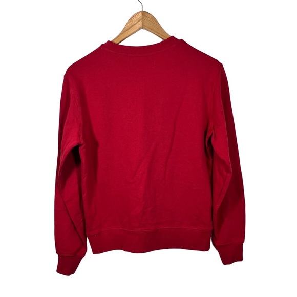 Disney Red Sweatshirt Embroidered Mickey Hands Heart Rainbow Size XS - Picture 2 of 6